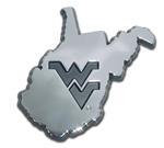 WVU Chrome Auto Emblem-State Outline