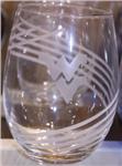 WVU Swirl Cut Stemless Wine Glass